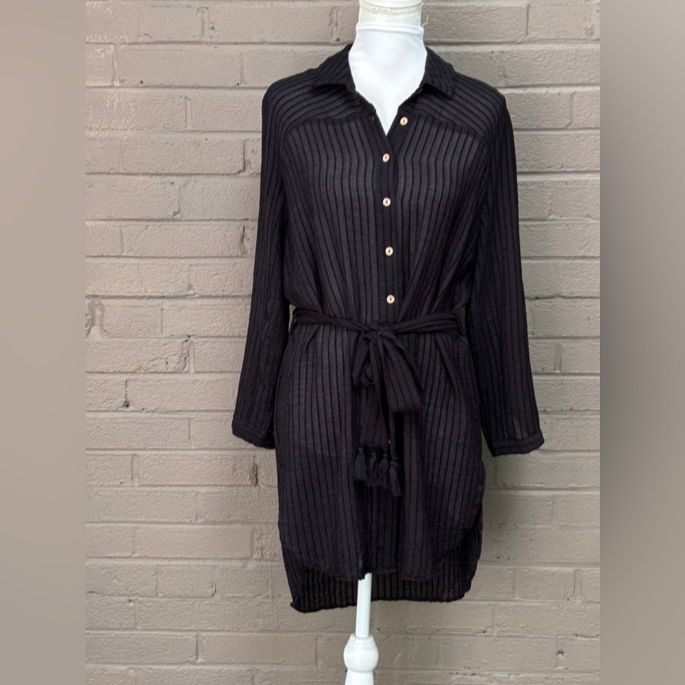 Livestock black  coverup shirt dress S